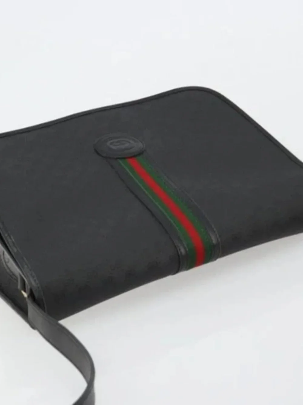 GUCCI Micro GG Supreme Web Sherry Line Bag PVC Black 001 904 0915 Auth BA12899